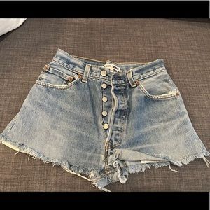 ReDone high rise shorts, size 24 light medium wash